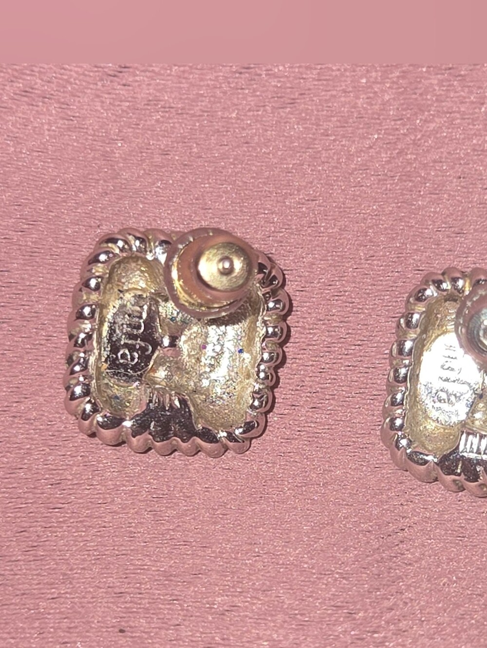 Museum of Fine Arts Square Shaped Gold Tone Stud Earrings - Picture 2 of 5
